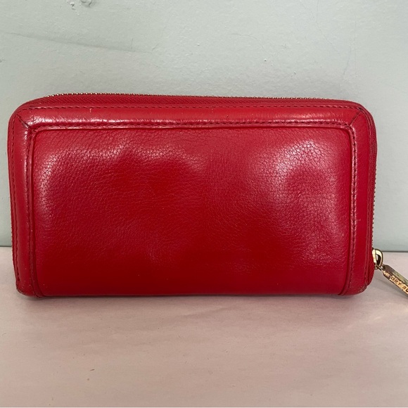 Tory Burch Leather Wallet Red Full Zip Clutch - Picture 3 of 10